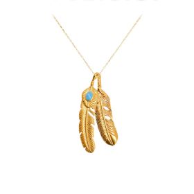 24k Gold Jewelry,Personalized Mother Daughter Feather Necklace (Option: Gold)