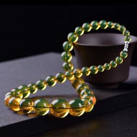 Beeswax Graduated Strand Yellow Chicken Grease Round Beads Necklace Clavicle Chain (Option: Discoloration Blue Amber)