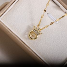 Necklace Crown Pulsatile Heart Japanese And Korean Collarbone (Option: X0278 Crown Gold)