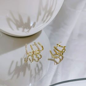 Women's Niche Design Internet Celebrity Fashion Four-claw Earrings Birthday Gift (Option: Women-Gold)