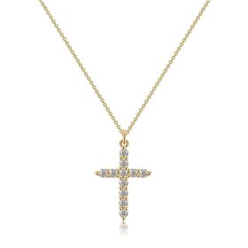 14K Gold Plated Small Cross Pendant Necklace (Option: Gold)