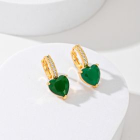 Fashion Multi-color Copper Earrings Studded With Zircon (Option: Green)