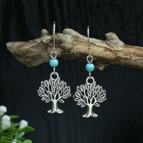 Silver Geometric Metal Turquoise Earrings (Option: A8006)