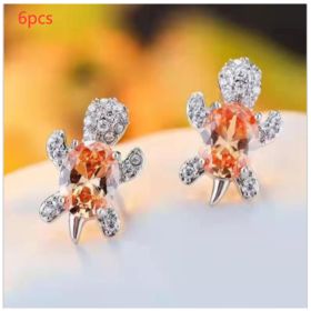Cute Little Animal Niche Design Earrings Jewelry Stud Earrings (Option: Champagne 6pcs)