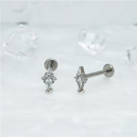 1 Pair Of Women's Earrings, Geometric Glow Earrings, Stainless Steel Zircon Earrings With Flowers, Crystal Clusters Blooming (Option: Silver)