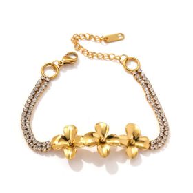 Light Luxury 18K Gold Plated Stainless Steel Flower Bracelet (Option: Gold)