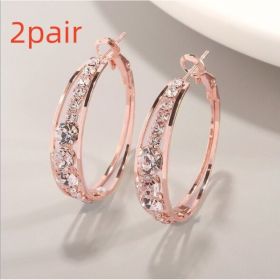 European And American Air Drill Mosaic Women's Earrings (Option: Rose Gold 2pair)