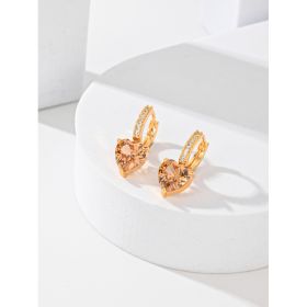 Fashion Multi-color Copper Earrings Studded With Zircon (Option: Champagne)