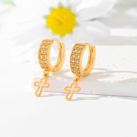 Popular Multi-style Design Gold-plated Ornament Cross Earrings (Option: EH041)