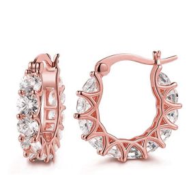 Fashion U-shaped  Earrings Full Zircon Rhinestones  Earrings (Option: Pink)