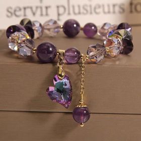 Purple Heart Crystal Bracelet Fashion Elegant Natural Amethyst Jewelry (Option: Natural Amethyst)