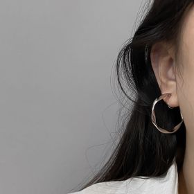 925 Silver Needle Vintage Geometric Metal Earrings (Option: Silver)