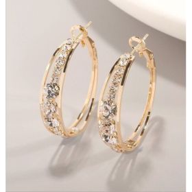 European And American Air Drill Mosaic Women's Earrings (Option: Gold)