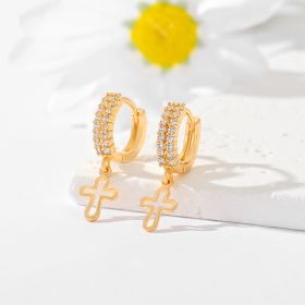 Popular Multi-style Design Gold-plated Ornament Cross Earrings (Option: EH042)