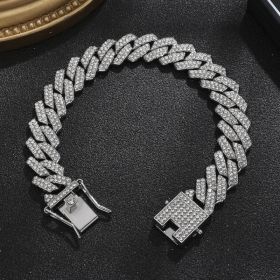 Diamond Men's Hip Hop Style Chunky Necklace (Option: Diamond Silver 8inch)