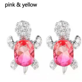 Cute Little Animal Niche Design Earrings Jewelry Stud Earrings (Option: Pink yellow)