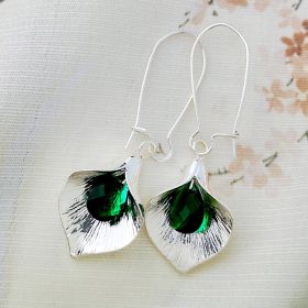 Alloy Orchid Long Crystal Earrings (Option: Green)