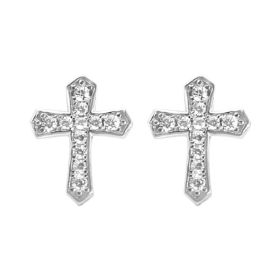 1 Pair Korean Trendy Zircon Cross Stud Earrings,Sparkling, Unisex.Hip Hop Piercing Jewelry (Option: Silvery)