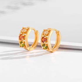Fashion Multi-style Square Crystal Zircon Ornament Gold Plated Diamond Ear Ring (Option: EH029)