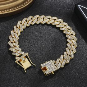 Diamond Men's Hip Hop Style Chunky Necklace (Option: Diamond Gold 8inch)