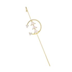 Glistening Ear Wrap Crawler Zircon Earrings Piercing Earrings Premium Earrings (Option: F-Gold-Single)