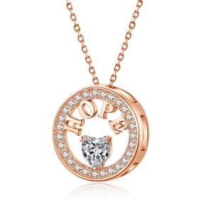 Emma Manor Necklace For Women 18k Gold Plated 925 Silver 5A Zirconia Diamond Hope Pendant Necklace (Option: Rose gold)
