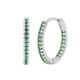 Circle Female Earrings Ear Clip Multicolor Zircon Elegant (Option: Silver Lvzuan)