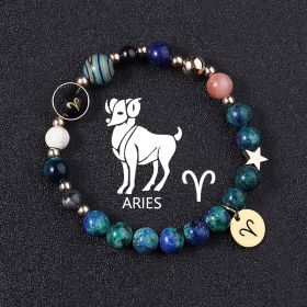 Twelve Constellations Bracelets Natural Stone Phoenix Lapis Lazuli Eight Planets (Option: Aries)