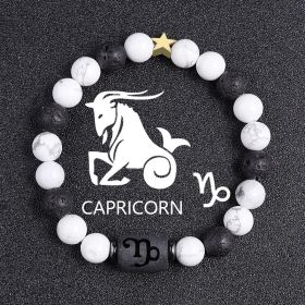 White-barked Pine Volcanic Rock String Beads And Round All-match Bracelet Beads (Option: Capricorne)