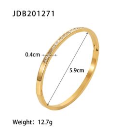 Fashionable And Versatile Gold-plated Stainless Steel Bracelets With Zirconia (Option: JDB201271)