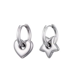 XINGX Earrings Stainless Steel Glossy Earrings (Option: Love Star)