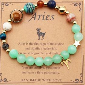 Eight Planets 12 Constellation Bracelet Morgan Stone Beaded Bracelet (Option: Aries Green Dongling)