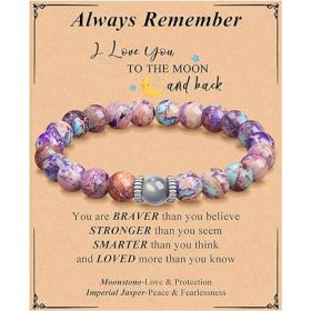 Natural Purple Emperor Stone Match Moonstone Elastic String Beaded Bracelet (Option: 2style-7A Gray Moonlight)