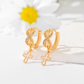 Popular Multi-style Design Gold-plated Ornament Cross Earrings (Option: EH058)