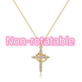 Fashion Jewelry Cross Full Diamond Crown Rotatable Necklace (Option: Golden Crown Cannot Rotate-1PC)