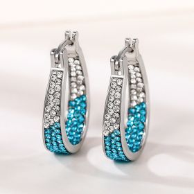 European And American Colorful Ear Clip Fashion Diamond Women's Earrings (Option: E2094 Sky Blue)