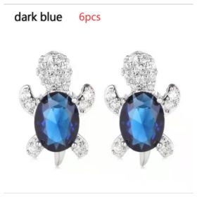 Cute Little Animal Niche Design Earrings Jewelry Stud Earrings (Option: Dark Blue 6pcs)