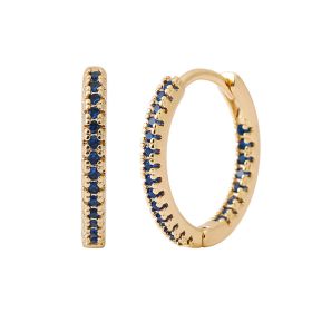 Circle Female Earrings Ear Clip Multicolor Zircon Elegant (Option: Gold Blue Diamond)