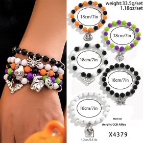 European And American Halloween New Skull Pumpkin Bracelet Suit (Option: 01 4379 Mixed Color-See Details)