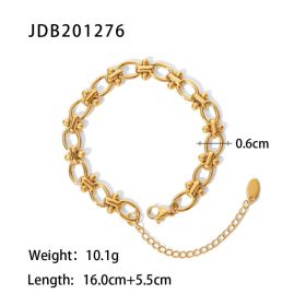 Fashionable And Versatile Gold-plated Stainless Steel Bracelets With Zirconia (Option: JDB201276)