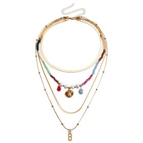 Bohemian Contrast Color Rice-shaped Beads Stringed Beads Multi-layer Necklace (Option: ZW336color)