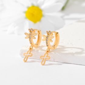 Popular Multi-style Design Gold-plated Ornament Cross Earrings (Option: EH061)