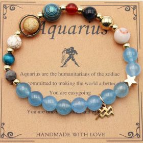 Twelve Constellations Bracelets Natural Stone Beaded Eight Planets (Option: Aquarius)