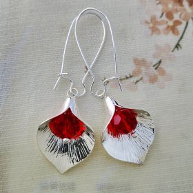 Alloy Orchid Long Crystal Earrings (Option: Red)