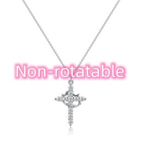 Fashion Jewelry Cross Full Diamond Crown Rotatable Necklace (Option: Silver Crown Not Rotatable-1PC)