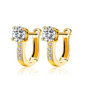 Korean Fashion Sweet Fully-jeweled Crystal Earrings (Option: Gold Plated-Rhinestone Earrings)
