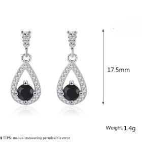 Drop-shaped Zircon Ring Flashing All-match Earrings (Option: Black)