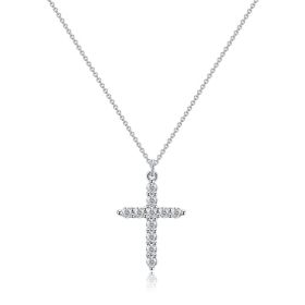 Fashion Jewelry Cross Full Diamond Crown Rotatable Necklace (Option: Silver Cross-1PC)